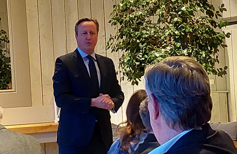 Lord Cameron speaking at the event